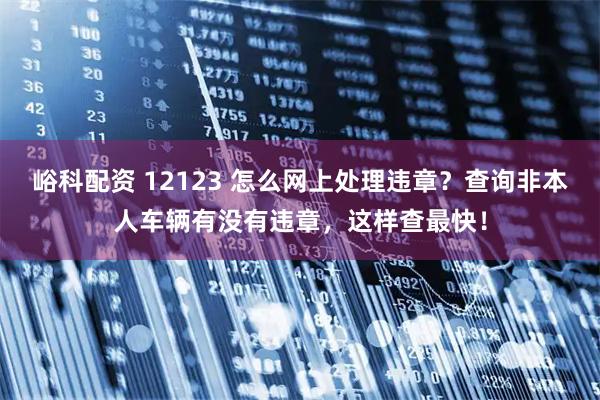 峪科配资 12123 怎么网上处理违章？查询非本人车辆有没有违章，这样查最快！