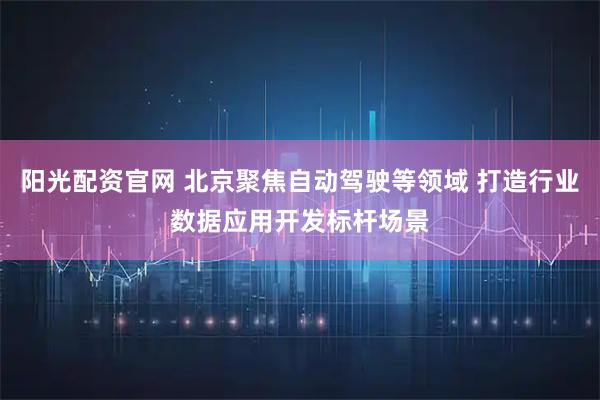 阳光配资官网 北京聚焦自动驾驶等领域 打造行业数据应用开发标杆场景